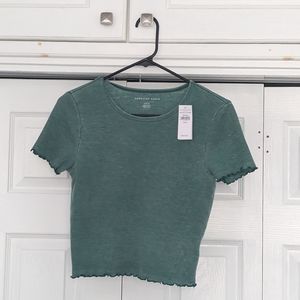 American Eagle Green Lettuce Hem T-Shirt – Size Medium | NWT